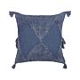 Scatter Cushion Blue Cotton 45 X 45 Cm Geometric Pattern Tassels Removable Cover With Filling