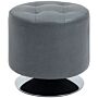 Homcom 360° Swivel Foot Stool Round Pu Ottoman With Thick Sponge Padding And Solid Steel Base, Grey