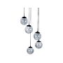 Pendant Lamp Transparent Smoked Glass Shades Metal Steel 5 Light Black Base