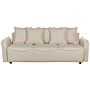 Sofa Bed Beige Polyester Fabric Convertible Sleeper With Storage Additional Cushions Removable Covers Modern Minimalist Style Living Room Bedroom Beliani