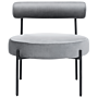 Armless Chair Grey Velvet Upholstery Round Seat Roll Back Vintage Design Black Metal Frame Beliani