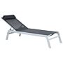 Garden Outdoor Lounger Black Textile Seat Aluminium Frame Headrest Cushion Adjustable Reclining Backrest