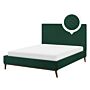 Eu Double Bed Green Fabric 4ft6 Upholstered Frame Honeycomb Quilted