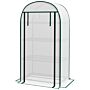 Outsunny 80 X 49 X 160cm Mini Greenhouse, Portable Garden Plant Green House W/ Storage Shelf, Roll-up Zippered Door, Metal Frame