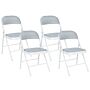 Set Of 4 Folding Chairs Light Grey Metal White Frame Padded Fabric Seat And Backrest Fold Out Seats Beliani