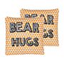 Set Of 2 Kids Cushions Orange Cotton 40 X 40 Cm Bear Hugs Print Triangle Pattern Square Shape Children Room