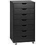 Vinsetto Vertical Filing Cabinet, 7-drawer File Cabinet, Mobile Office Cabinet On Wheels For Study, Black