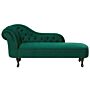 Chaise Lounge Green Left Hand Velvet Buttoned Nailheads Beliani