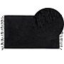 Area Rug Black Cotton 80 X 150 Cm Shaggy Rectangular With Tassels