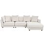 3-seater Sofa Off-white Polyester Fabric Upholstery Couch With Ottoman Footstool Extra Throw Cushions