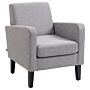 Homcom Modern Accent Chair, Occasional Chair With Rubber Wood Legs, Light Grey