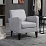 Homcom Modern Accent Chair, Occasional Chair With Rubber Wood Legs, Light Grey