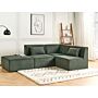 Modular Left Corner Sofa Dark Green Corduroy With Ottoman 3 Seater Sectional Sofa