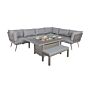 Mayfair Grey Frame 8 Seater: 6pc Corner Lounging Includes 1 Lh & Rh Sofa Bench 1 X Middle Seat, 1 Corner Seat & 150x90cm Firepit Table + 2 Seater Bench