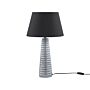 Table Lamp Silver Ceramic 58 Cm Geometric Pattern Black Empire Shade Bedside Lighting