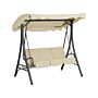 Patio Swing Beige Fabric Steel Frame 3 Seater