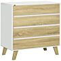 Homcom Drawer Chest, 4-drawer Storage Organiser, 80cmx40cmx79.5cm, White And Natural