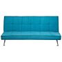 Sofa Bed Blue 3-seater Quilted Upholstery Click Clack Metal Legs