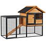 Pawhut Wood-metal Rabbit Hutch Elevated Pet Bunny House Rabbit Cage With Slide-out Tray Outdoor