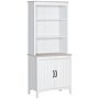 Homcom Kitchen Cupboard With 3-tier Shelving Double-door Storage Cabinet, Sideboard With Adjustable Shelves Microwave Oven Counter Top, White