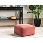 Pouffe Light Red Corduroy Eps Beads Filling Solid Pattern Square Boho Modern Fabric Footstool