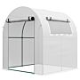 Outsunny Walk In Polytunnel Greenhouse, Green House For Garden With Roll-up Window And Door, 1.8 X 1.8 X 2 M, White