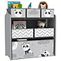 Zonekiz Kids Storage Unit, Toy Storage Organiser, With Six Fabric Bins, For Bedrooms, Playrooms, Nurseries - Grey