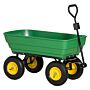 Outsunny 125 Litre Large Garden Cart Heavy Duty 4 Wheel Trolley Dump Wheelbarrow Tipping Truck Trailer - Green