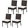 Outsunny Set Of Four Armless Rattan Garden Chairs - Brown