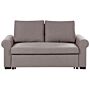 Sofa Bed Light Brown Polyester Fabric 2 Seater Pull-out Convertible Sleeper