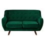 Sofa Green Velvet 2 Seater Button Tufted Back Cushioned Seat Wooden Legs