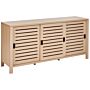 3 Door Sideboard Light Wood Manufactured Wood With Slatted Fronts Sliding Doors