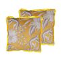 Set Of 2 Decorative Cushions Animal Print Yellow 45 X 45 Cm