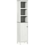 Kleankin Slimline Bathroom Storage, Freestanding Tower Cabinet With 3 Open Shelves And Adjustable Shelf, Antique White