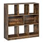 Homcom Storage Shelf 3-tier Bookcase Display Rack Home Organizer For Home Office, Rustic Brown