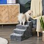 Pawhut Dog Steps 4-steps Design With Washable Plush Cover For High Bed Sofa, Dog Stairs For Small Dog And Cat