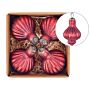 Set Of 4 Christmas Baubles Red Glass Hanging Vintage Xmas Tree Balls Holiday Decor