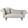 Chaise Lounge Taupe Velvet Button Tufted Upholstery Left Hand With Cushion Retro Traditional Style Easy Clean Pet Friendly