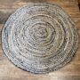 Round Jute And Recycle Denim Rug - 150 Cm