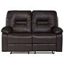 Recliner Sofa Brown 2 Seater Faux Leather Manually Adjustable Back And Footrest