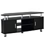 Homcom Tv Unit Cabinet For Tvs Up To 55 Inch, Entertainment Center With 2 Storage Shelves And Cupboards, Black