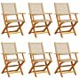 Vidaxl Folding Garden Chairs 6 Pcs Beige Poly Rattan And Solid Wood