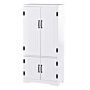 Homcom Accent Floor Storage Cabinet Kitchen Pantry With Adjustable Shelves And 2 Lower Doors, White