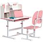 Aiyaplay Height Adjustable Kids Desk And Chair Set, Children School Study Desk With Tiltable Desktop, Reading Rack, Pink