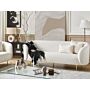 3 Seater Sofa White Boucle Fabric Soft Nubby Gold Legs Retro Glam Art Decor Style