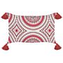 Scatter Cushion Red And White Cotton 30 X 50 Cm Geometric Pattern Handwoven Removable Covers With Filling Oriental Style