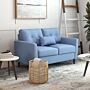 Homcom 2 Seat Sofa Double Sofa Loveseat Fabric Wooden Legs Tufted Design, Light Blue