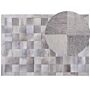 Area Rug Grey Leather 160 X 230 Cm Patchwork Cowhide Geometric Rectangular