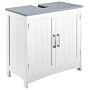 Kleankin Pedestal Under Sink Cabinet With Double Doors, Modern Bathroom Vanity Unit, Storage Cupboard With Adjustable Shelves, White