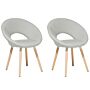 Set Of 2 Dining Chairs Light Grey Fabric Upholstery Light Wood Legs Modern Eclectic Style